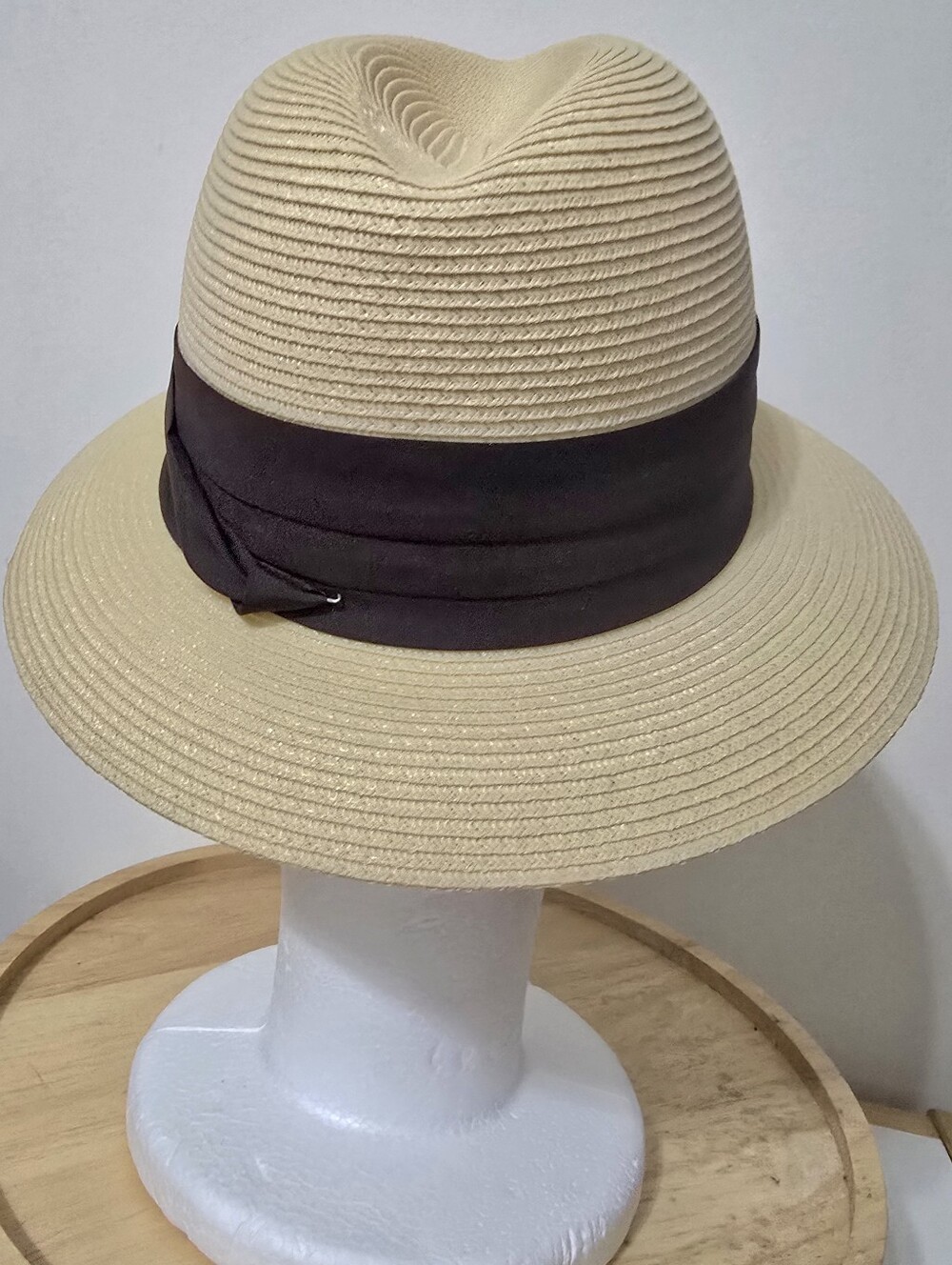Vtg Park Royal Men's Ecru/Brown Fedora Hat Genuine Milan Weave 6 3/4" Looks NEW - Picture 8 of 12